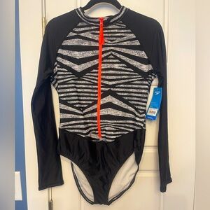 Speedo Black and Gray One Piece Swimsuit